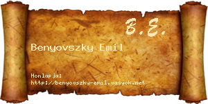 Benyovszky Emil névjegykártya